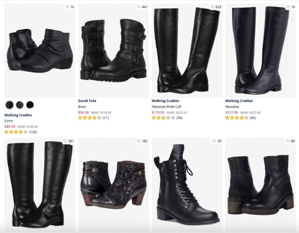 If there are black boots missing, that's an issue of search recall
