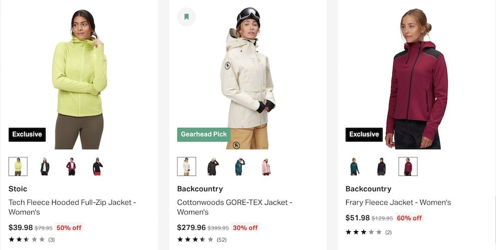 ecommerce search engine automated rankings on Backcountry