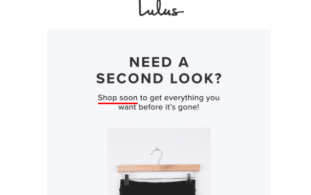 Lulu's home page with "Shop soon" highlighted