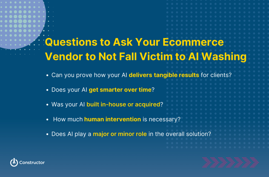 ai washing questions to ask ecommerce vendor